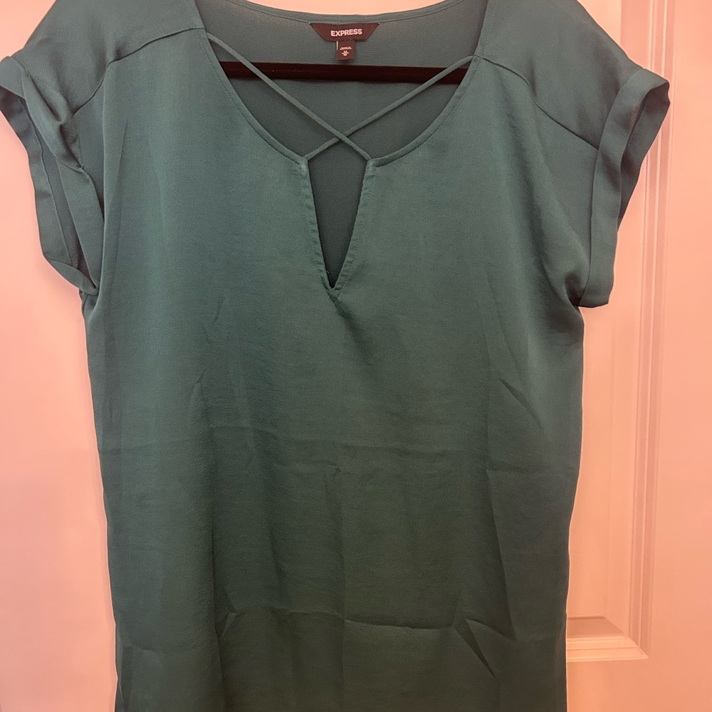 Express Forest Green Women's Top Size Medium